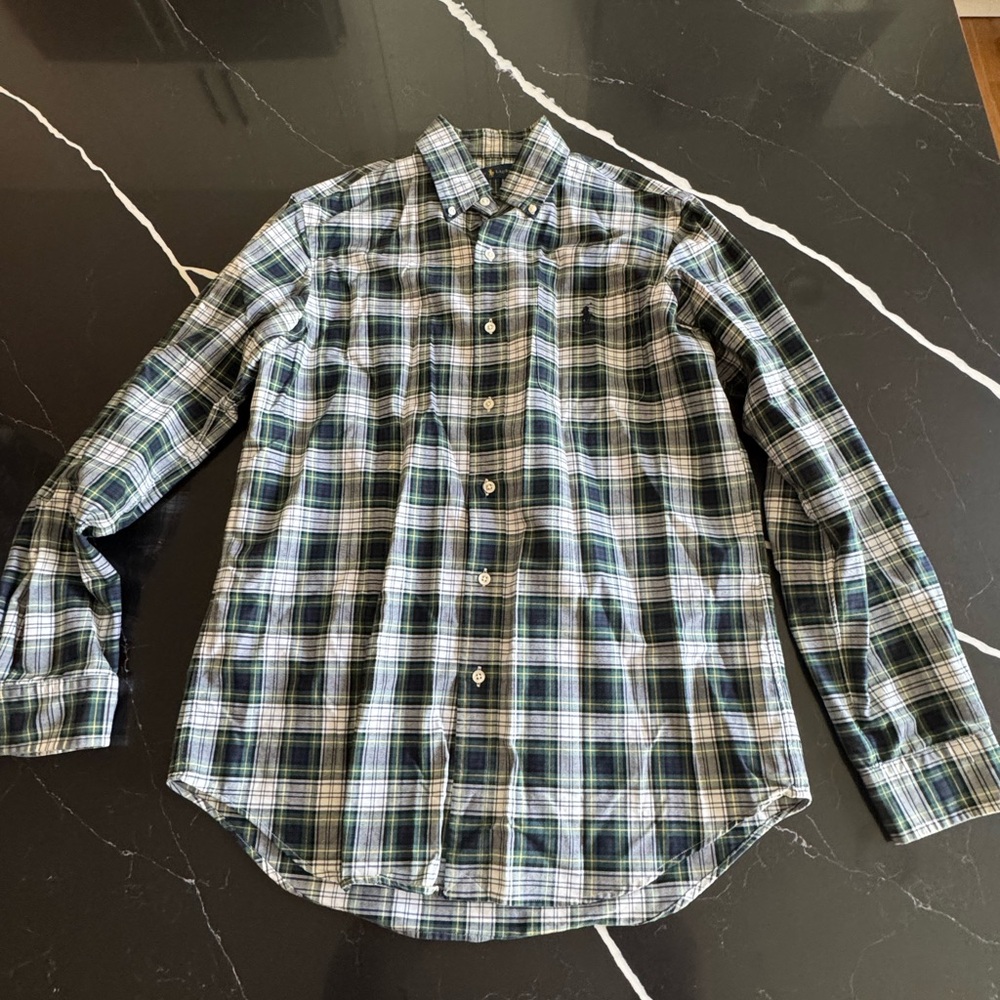 Ralph‎ Lauren Men's Plaid Shirt in Green and Blue